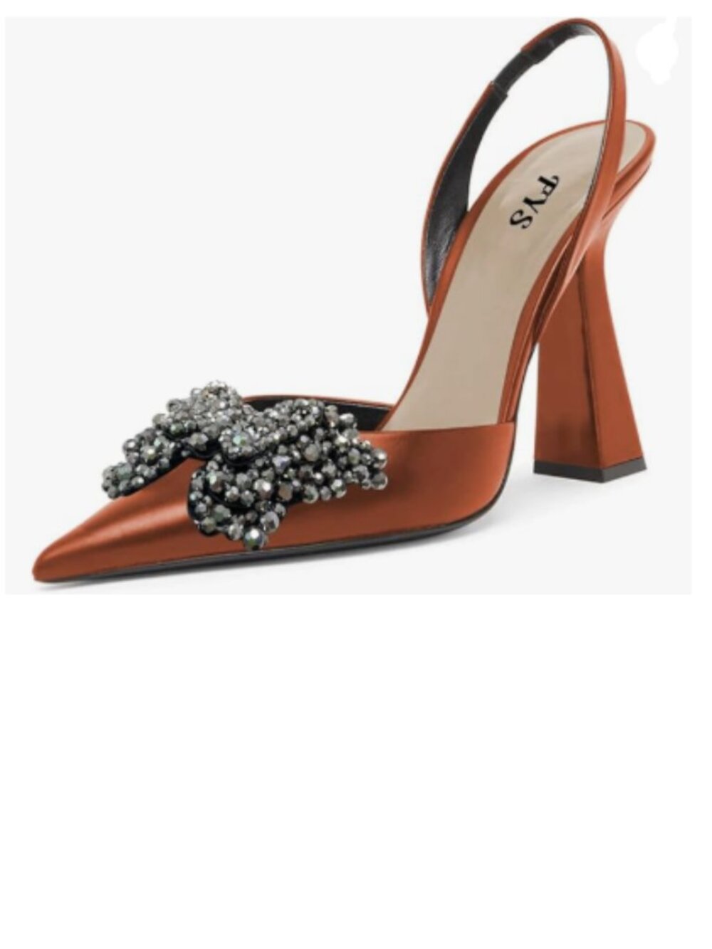 FYS Brown Slip on Pointed Toe Slingback D'Orsay Pumps Butterfly Crystal Sandals
